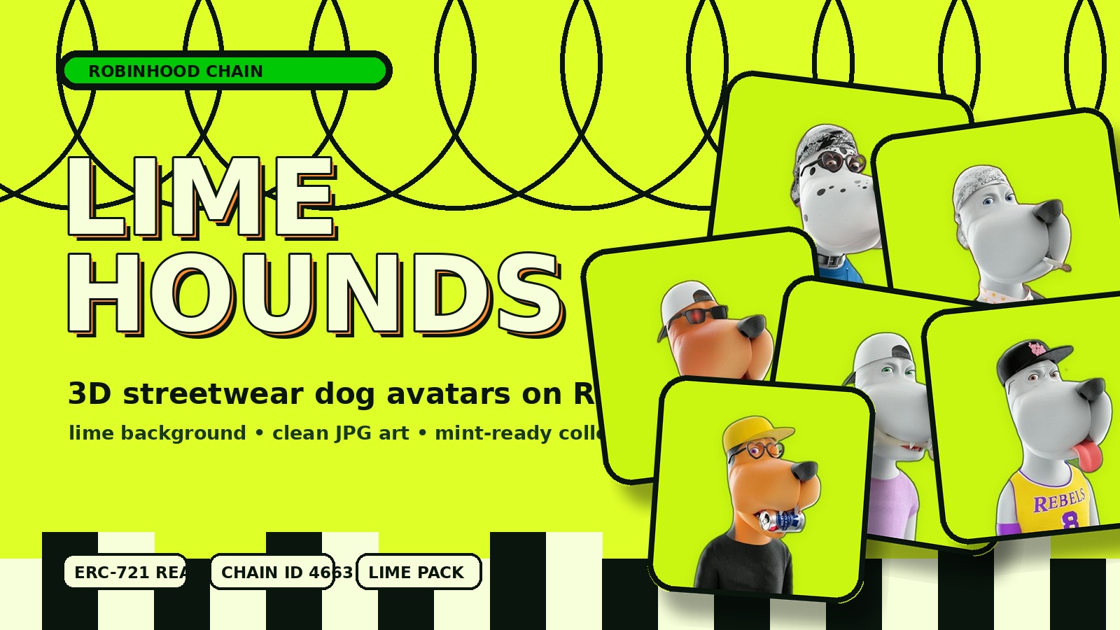 Lime Hounds cover with dog avatars and Robinhood Chain label
