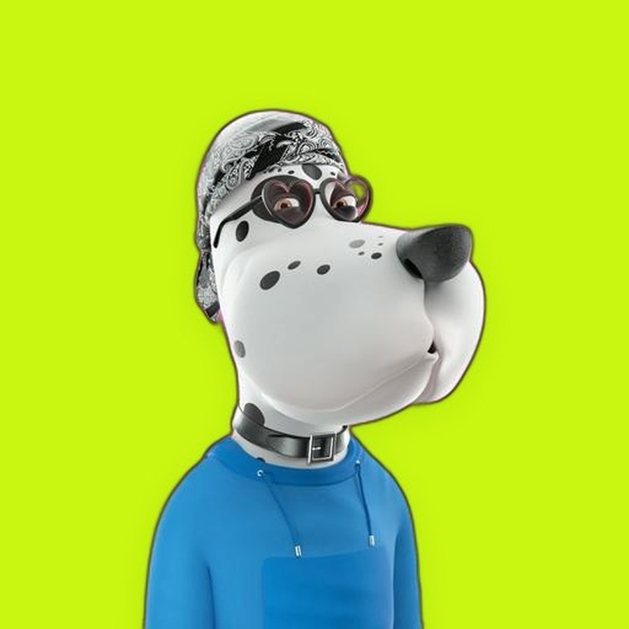 Dalmatian Lime Hound with sunglasses and blue hoodie